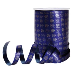 Cinta De Poliéster "Ornamento De Hojas", 10 Mm, Azul