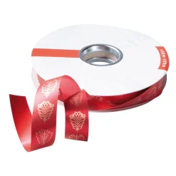 Cinta De Poliéster "Ornamento De Hojas", 19 Mm, Roja