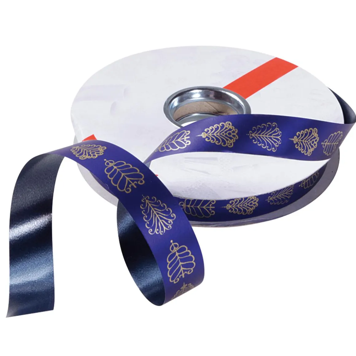 Cinta De Poliéster "Ornamento De Hojas", 19 Mm, Azul