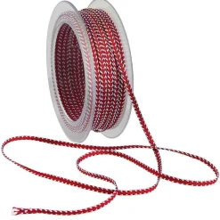 Cinta De Regalo Con Cordón Rojo/blanco 4 Mm 15 M