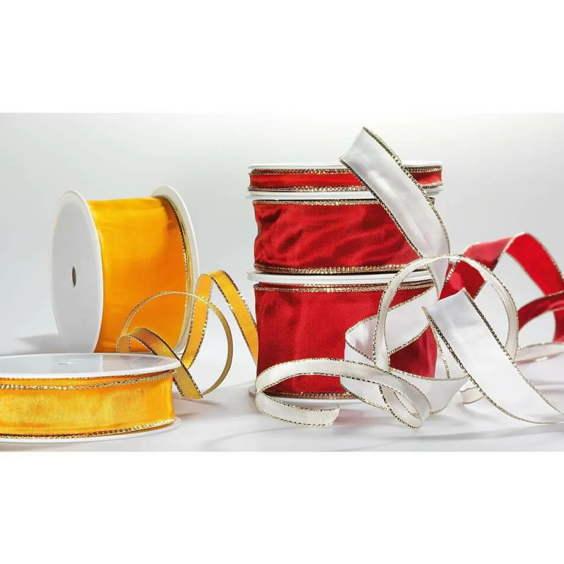 Cinta De Tela Con Borde Dorado, 40 Mm, 25 M, Naranja