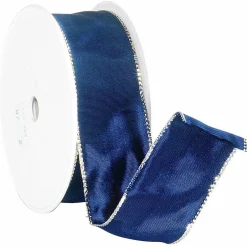 Cinta De Tela Con Borde Dorado, 40 Mm, 25 M, Azul