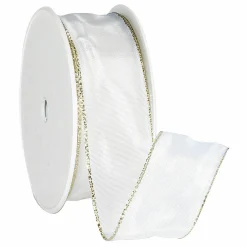 Cinta De Tela Con Borde De Alambre, Crema
