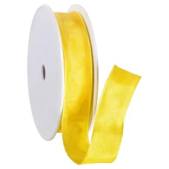 Cinta De Tela Con Borde De Alambre, Amarillo, Anchura 25 Mm