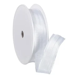 Cinta De Tela Con Borde De Alambre, Blanco, Anchura 25 Mm