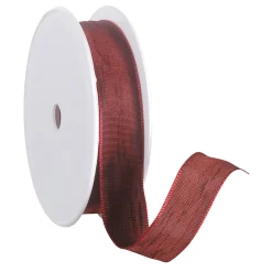 Cinta De Tela Con Borde De Alambre, Burdeos, Anchura 25 Mm