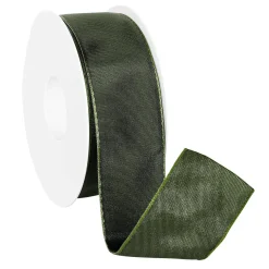 Cinta De Tela Con Borde De Alambre, Verde Oscuro, Anchura 40 Mm