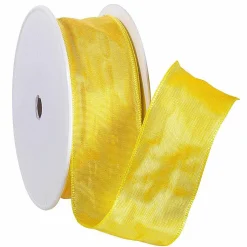 Cinta De Tela Con Borde De Alambre, Amarillo, Anchura 40 Mm