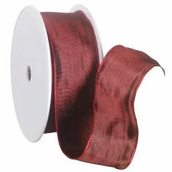 Cinta De Tela Con Borde De Alambre, Burdeos, Anchura 40 Mm