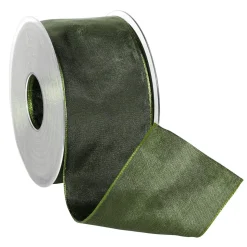 Cinta De Tela Con Borde De Alambre, Verde Oscuro, Anchura 60 Mm