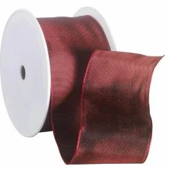 Cinta De Tela Con Borde De Alambre, Burdeos, Anchura 60 Mm