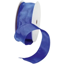 Cinta De Tela Con Bordes De Alambre, Color Azul Real, Anchura 40 Mm