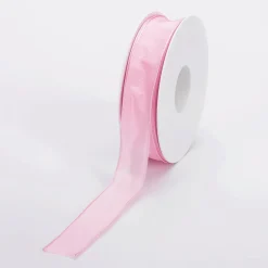 Cinta De Tela De Regalo Con Borde De Alambre Rosa 25 Mm X 25 M