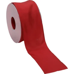 Cinta De Tela De Regalo Con Borde De Alambre Rojo 60 Mm X 25 M