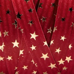 Cinta Rizada De Poliéster "Estrellas", 10 Mm, 100 M, Rojo