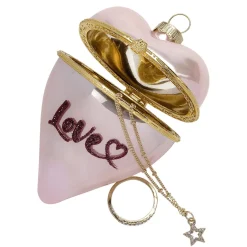 Colgante Bola De Navidad Corazón Rosa 10 Cm