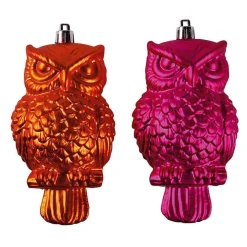Colgante De árbol De Navidad "Búho" 12 Cm Fucsia/anaranjado 2 Piezas
