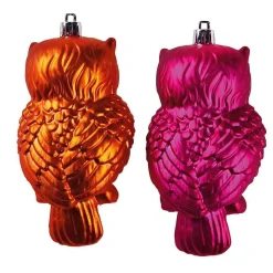 Colgante De árbol De Navidad "Búho" 12 Cm Fucsia/anaranjado 2 Piezas