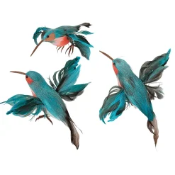 Colibríes Decorativos 18 Cm Azul, 3 Piezas