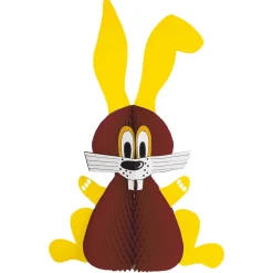 Conejo De Pascua De Papel De Panal Amarillo Marrón