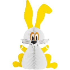 Conejo De Pascua De Papel De Panal Amarillo Y Blanco