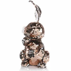 Conejo De Pascua Decorativo Con Lentejuelas Reversibles Cobre Y Plata, 21 Cm