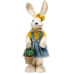 Conejo De Pascua Decorativo De 57 Cm De Altura, Beige, Con Cesta