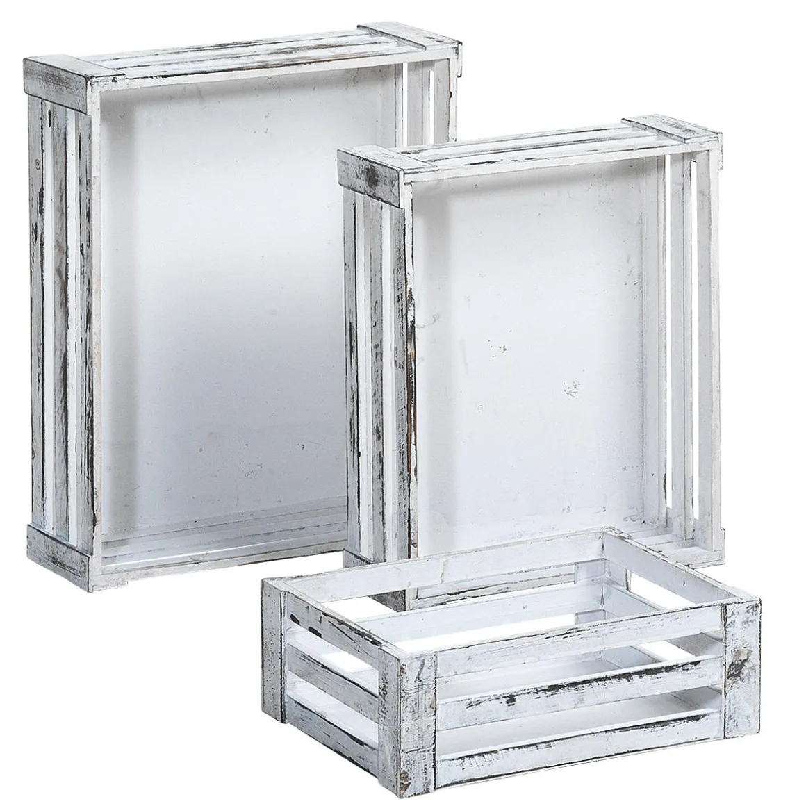 Conjunto De Cajas De Madera, Color Blanco