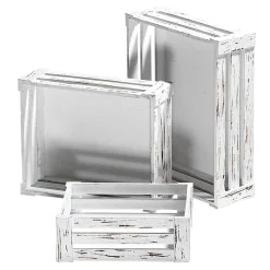 Conjunto De Cajas De Madera, Color Blanco