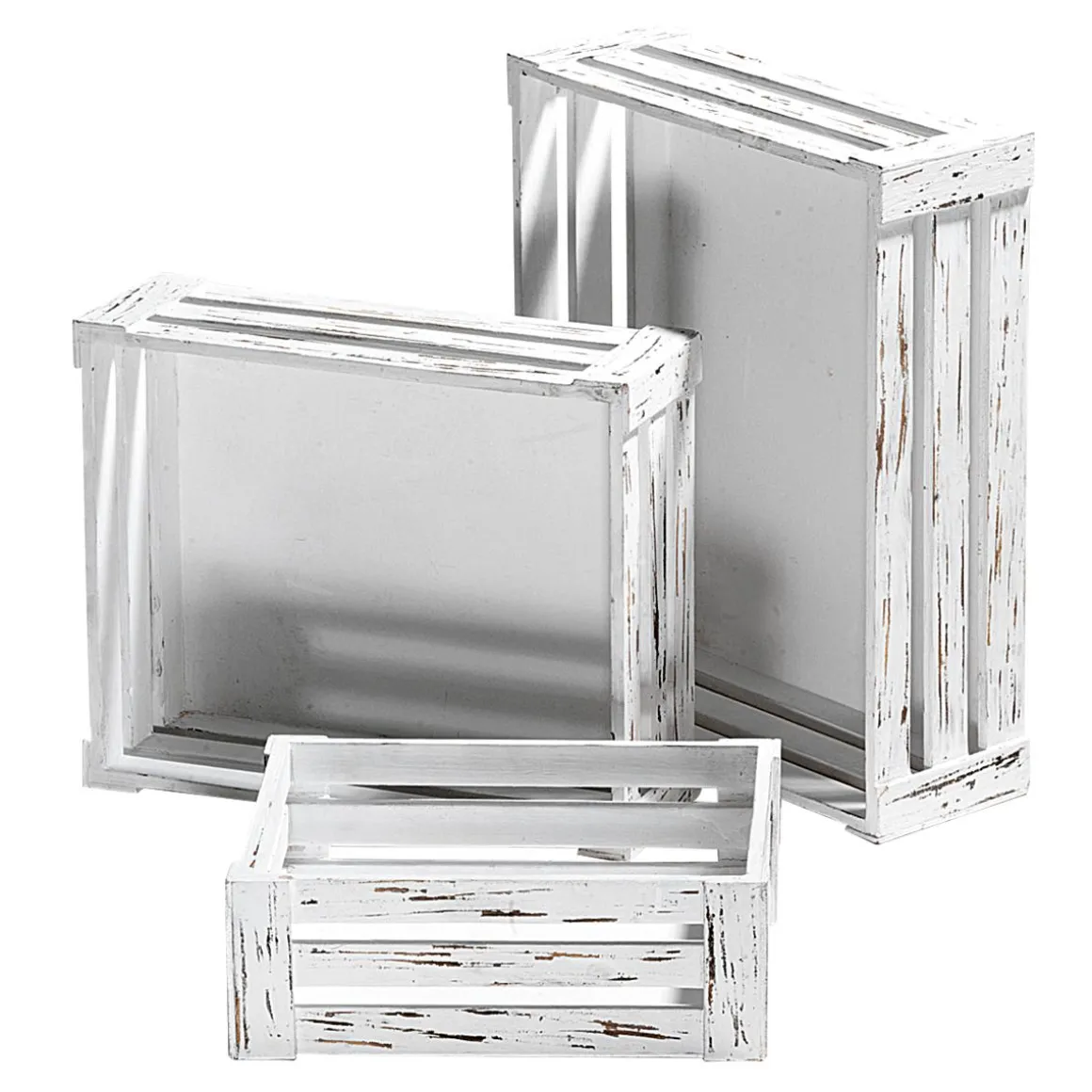 Conjunto De Cajas De Madera, Color Blanco