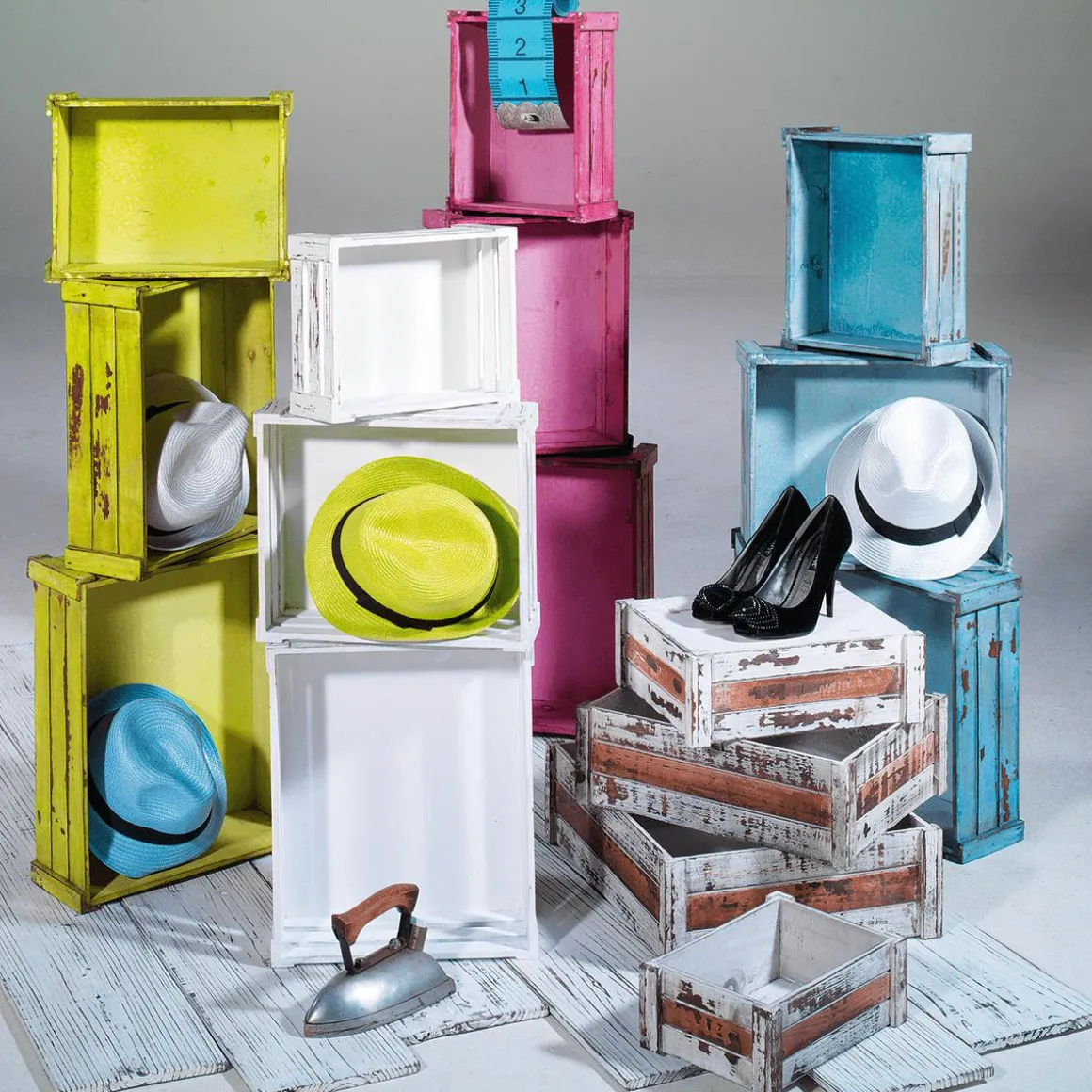 Conjunto De Cajas De Madera, Color Blanco