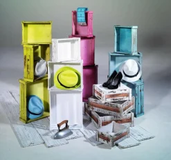 Conjunto De Cajas De Madera, Color Azul Claro