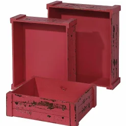 Conjunto De Cajas De Madera, Rojo