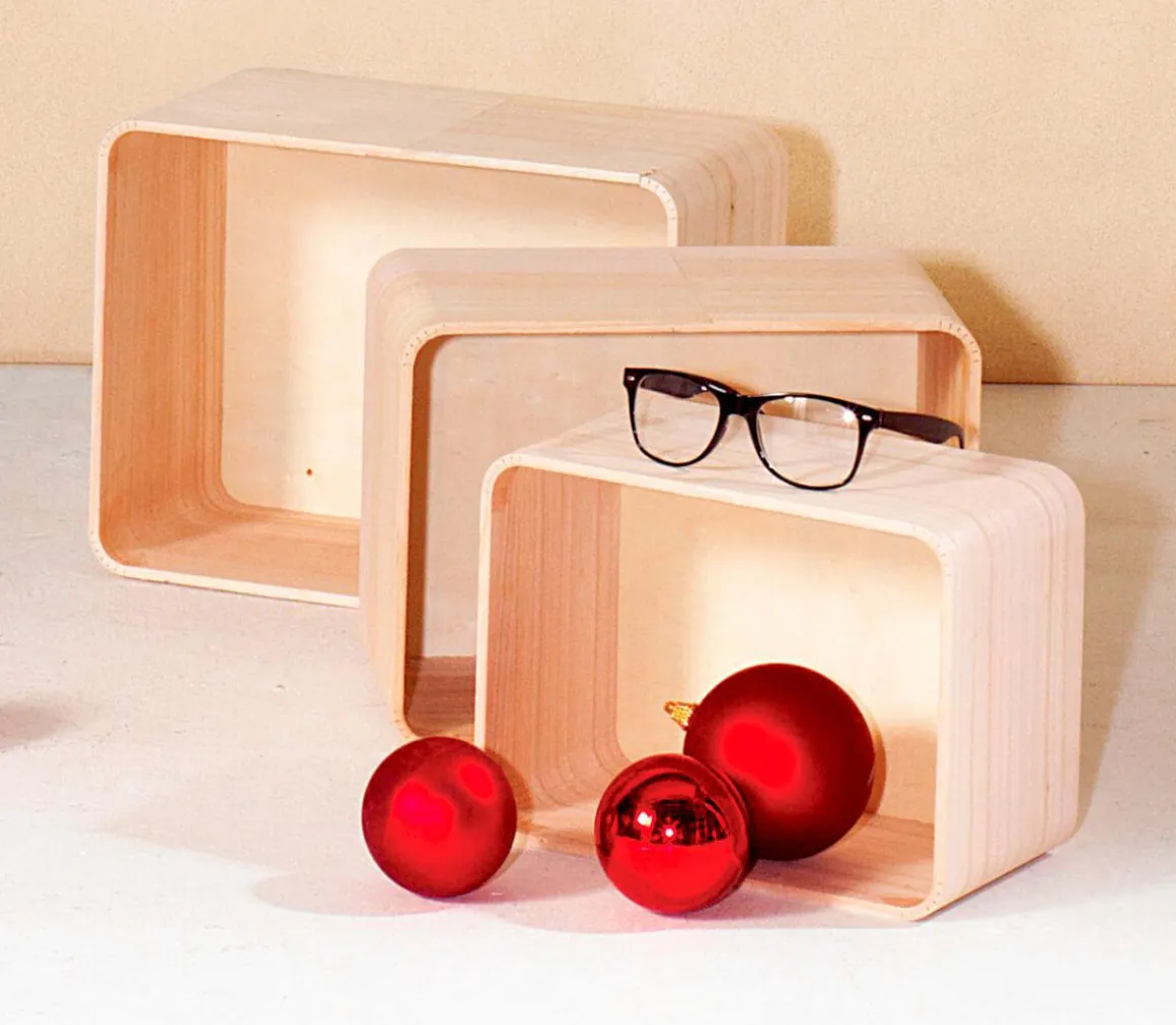 Conjunto De Cajas De Madera Rectangular 3 Piezas