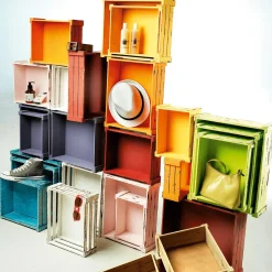 Conjunto De Cajas De Madera, Amarillo