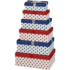 Conjunto De Cajas De Regalo Blanco/rojo/azul, 6 Piezas