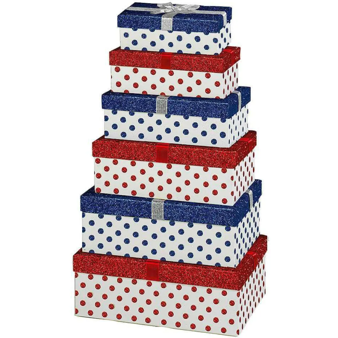 Conjunto De Cajas De Regalo Blanco/rojo/azul, 6 Piezas