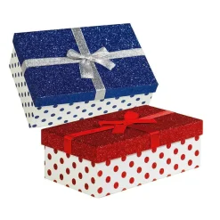 Conjunto De Cajas De Regalo Blanco/rojo/azul, 6 Piezas