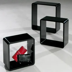 Conjunto De Estantes "Cubo" Color Negro 3 Pz.