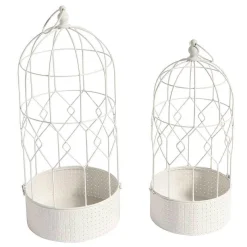 Conjunto De Jaulas Para Pájaros Decorativas Blancas, Redondas