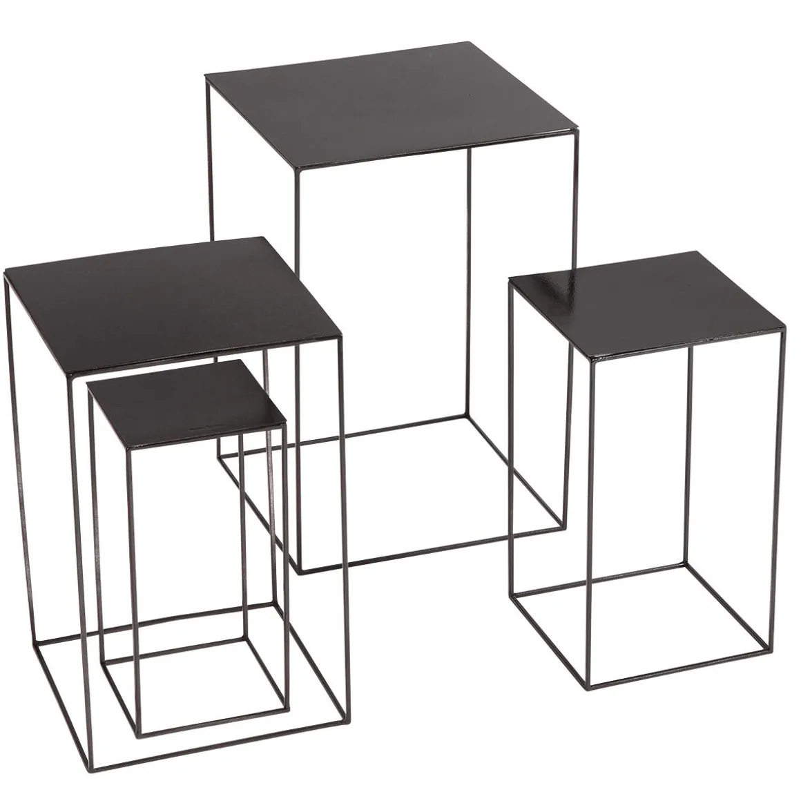 Conjunto De Mesa De Metal Negro 4 Piezas
