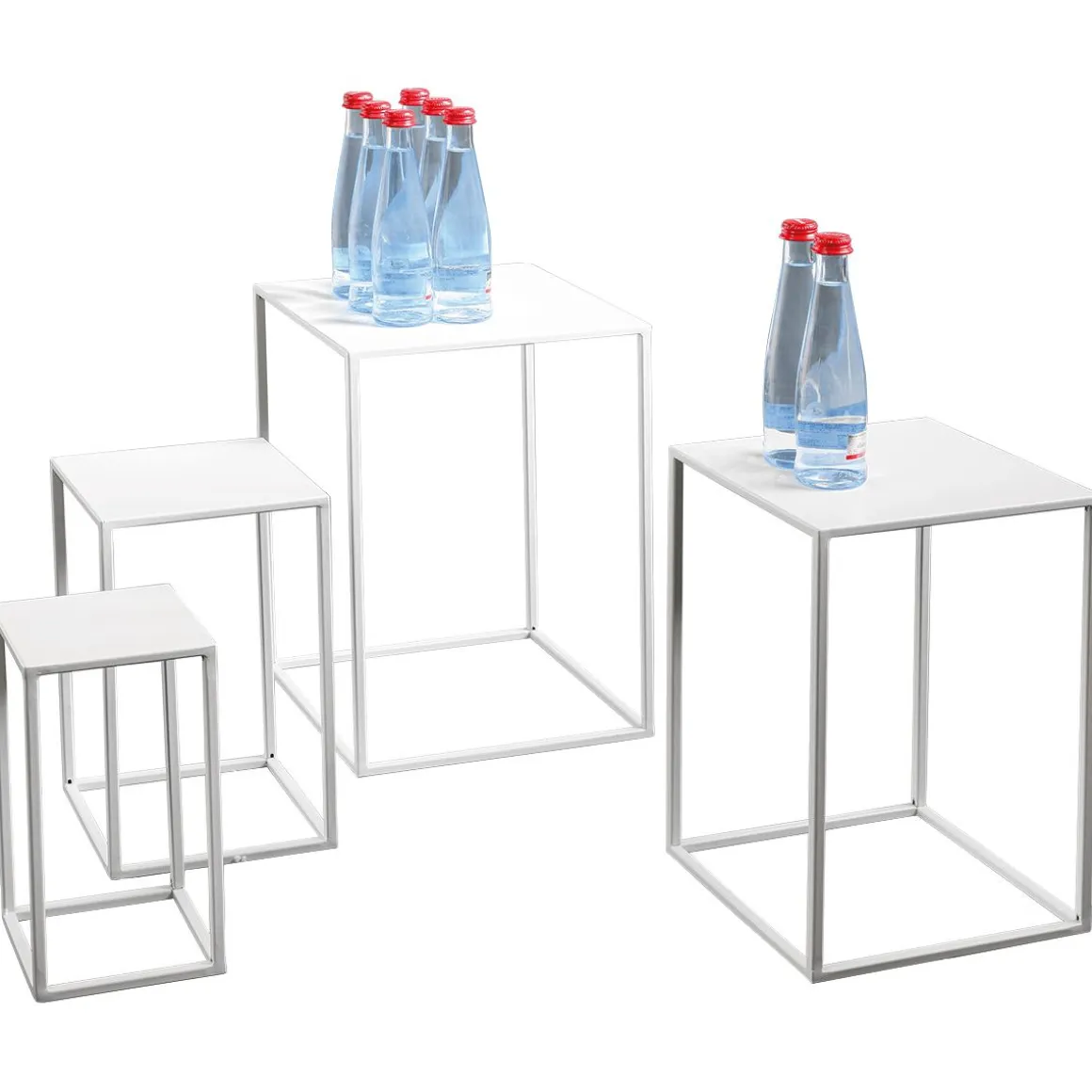 Conjunto De Mesas De Metal Blanco 4 Piezas