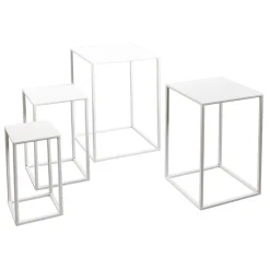 Conjunto De Mesas De Metal Blanco 4 Piezas
