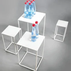 Conjunto De Mesas De Metal Blanco 4 Piezas
