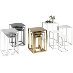 Conjunto De Mesas De Metal Oro 4 Piezas