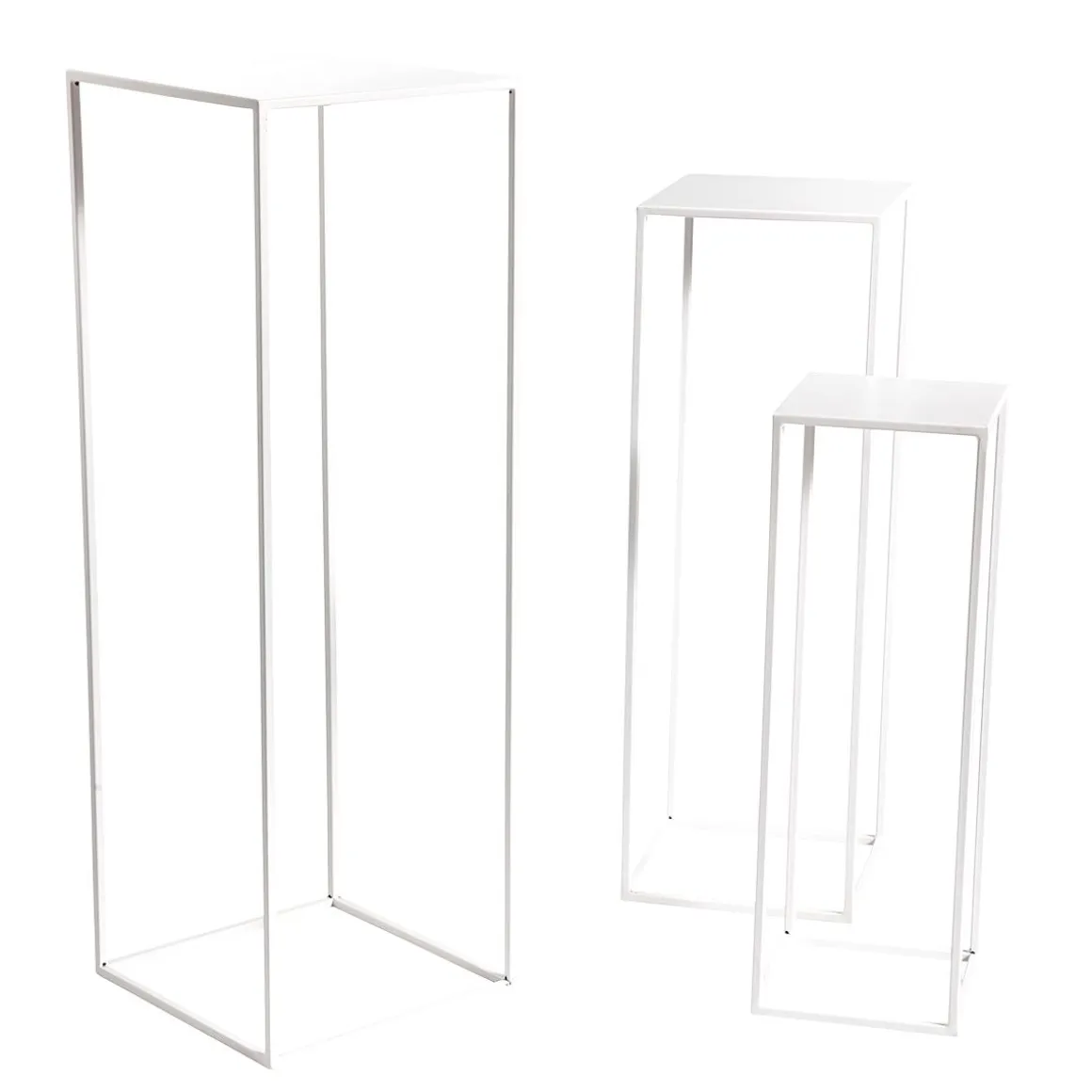 Conjunto De Mesas De Metal Blanco 3 Piezas