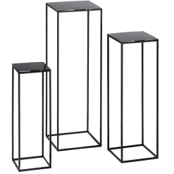Conjunto De Mesas De Metal Negro 3 Piezas