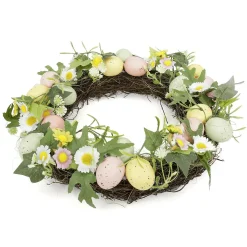 Corona Artificial De Huevos De Pascua En Colores Pastel 32 Cm Ø