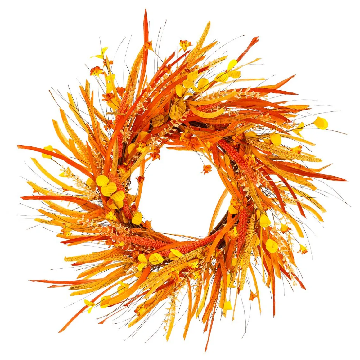 Corona Decorativa Otoñal XL "Autumn Mix" Ø 55 Cm Naranja Amarillo
