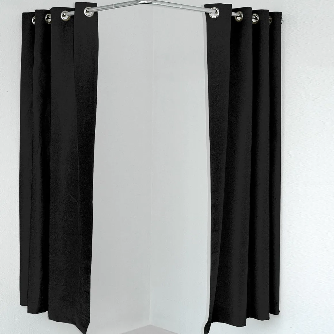Cortina De Esquina Para Cubículos, 200 Cm De Largo, Negra
